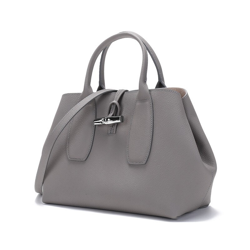 商品[国内直发] Longchamp|【现货】珑骧 LONGCHAMP新款女士ROSEAU系列30中号牛皮革竹节扣可拆卸肩带手提单肩斜挎包比格包 灰色棕色黑色10058 HPN P55,价格¥2378,第4张图�片详细描述