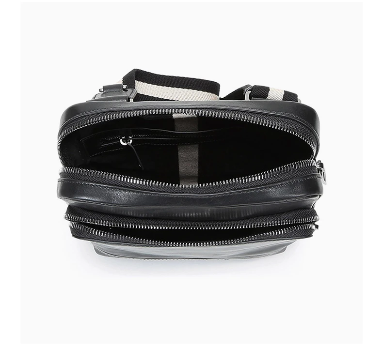 商品Bally|BALLY 男士黑色皮质黑白织物肩带单肩斜挎包 6228758,价格¥2740,第8张图片详细描述