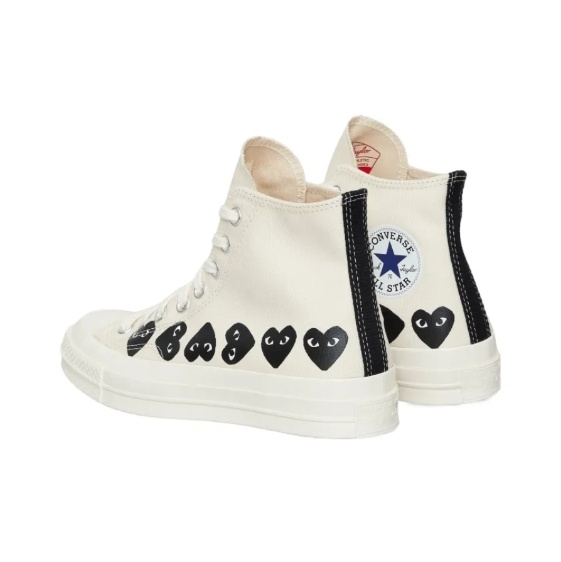商品[国内直发] Comme des Garcons|ConversexCDG Play 帆布 简约百搭 高帮 板鞋 男女同款 白色,价格¥1071,第6张图片详细描述
