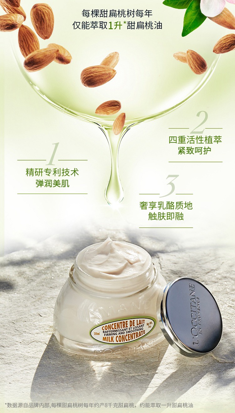 商品L'Occitane|L'Occitane欧舒丹圣诞限量4件套甜扁桃系列洗发水75ml+沐浴油75ml+护手霜30ml+身体乳20ml,价格¥189,第7张图片详细描述