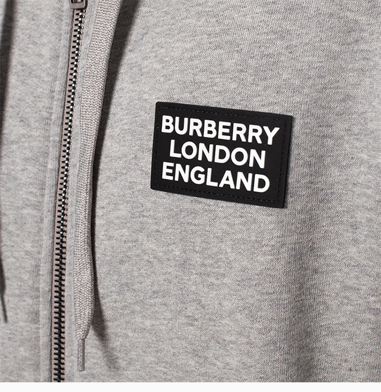 商品Burberry|Burberry 博柏利 男士灰色黑色连帽拉链运动衫 8026221,价格¥3302,第7张图片详细描述