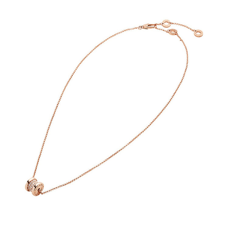 商品BVLGARI|BVLGARI宝格丽 B.ZERO1系列 18k玫瑰金满钻小蛮腰项链 351116 七夕情人节礼物 送女友,价格¥39418,第3张图片详细描述