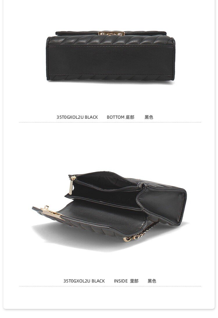 商品Michael Kors|Michael Kors 奥莱款 ROSE中号女士人造皮革单肩斜挎包35T0GXOL2U-BLACK,价格¥1298,第5张图片详细描述