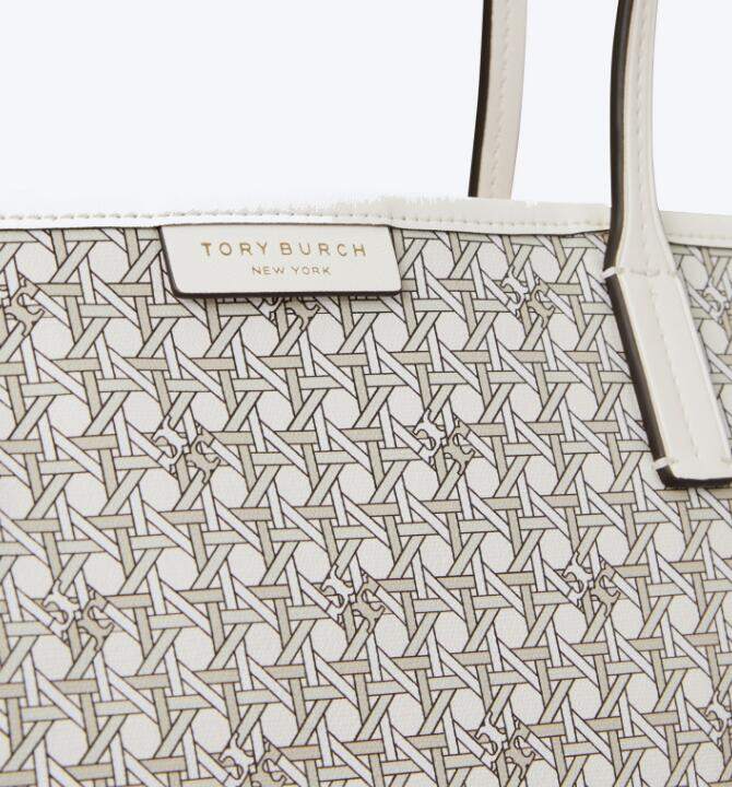 商品Tory Burch| 汤丽柏琦复古花纹涂层帆布单肩字母托特包小号中号（香港仓发货）,价格¥2200,第44张图片详细描述