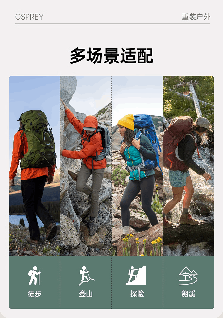 商品Osprey|Aether 55L/65L 苍穹户外专业大容量小鹰登山徒步旅行双肩背包新款男（香港仓发货）,价格¥2377,第5张图片详细描述