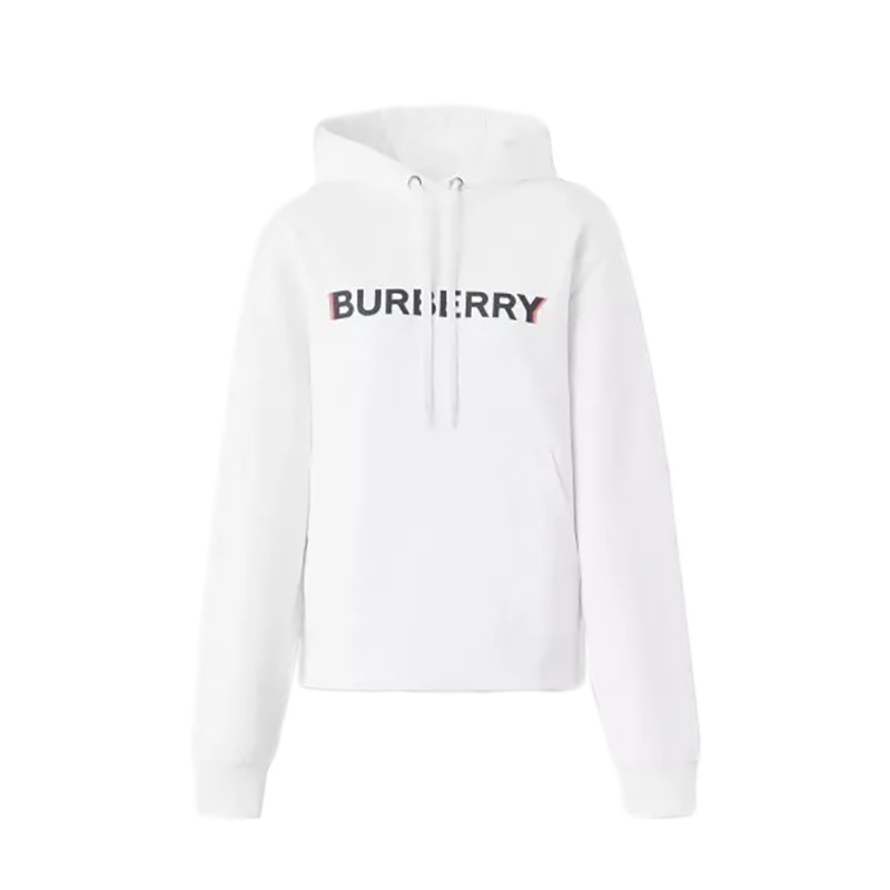 商品Burberry|BURBERRY/博柏利 女士白色棉质徽标印休闲宽松连帽卫衣,价格¥1582,第2张图片详细描述