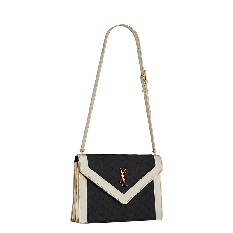 商品Yves Saint Laurent| SAINT LAURENT PARIS/圣罗兰 YSL  GABY系列 女士黑色拼色羊皮革金银丝皮革手提单肩腋下包,价格¥17274,第3张图片详细描述