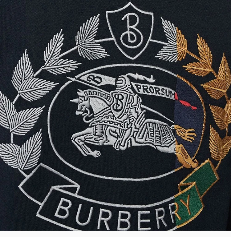 商品[国内直发] Burberry|Burberry 博�柏利 男士海军蓝混纺平织卫衣运动衫 8007073,价格¥3743,第7张图片详细描述