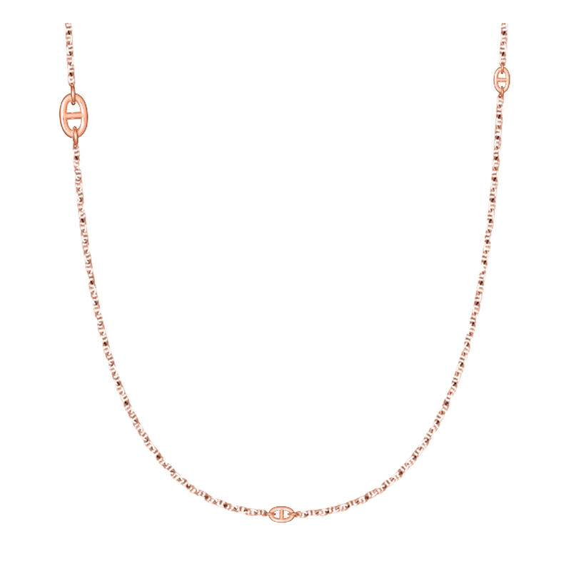 商品Hermes| HERMES/爱马仕 经典New Farandole 120系列 18K金玫瑰金棍形环扣长项链H119150B,价格¥62150,第2张图片详细描述