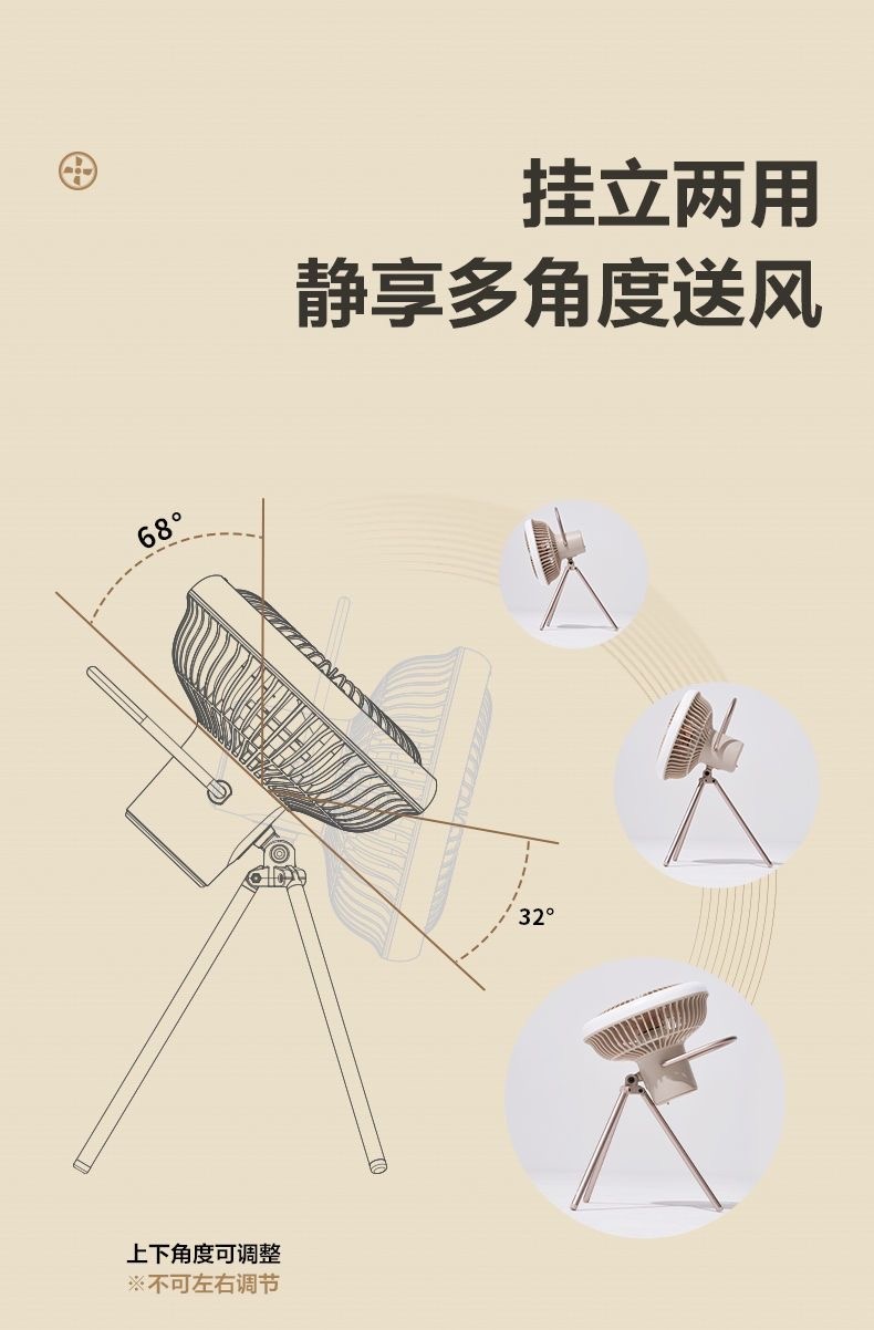 商品[国内直发] MobiGarden|精致露营风扇户外用品帐篷灯吊扇家用办公室桌面充电照明,价格¥349,第24张图片详细描述