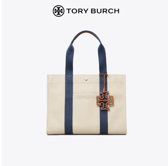 商品[国内直发] Tory Burch|托里·伯奇TORY BURCH 奢侈品 TB 女士TORY系列中号米色拼色织物配皮手提托特包大容量通勤包 135044-254,价格¥2468,第6张图片详细描述