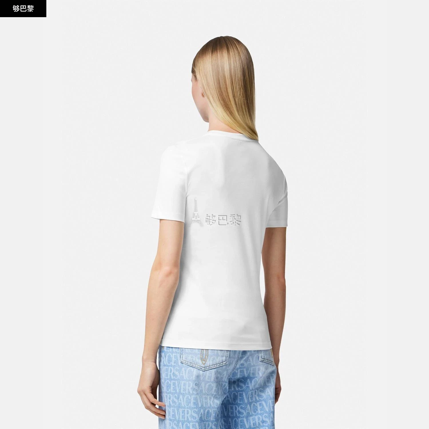 商品Versace|【预售】 范思哲 25春夏 女士 短袖T恤 水晶La Medusa T恤 1011741-1A08607_2W110 ,价格¥11316,第6张图片详细描述