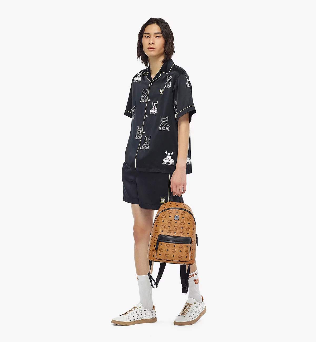 商品[国内直发] MCM|MCM双肩包背包经典Stark系列男女同款小号干邑色徽标LOGO休闲背包双肩包MMKCSVE02CO001,价格¥6159,第3张图片详细描述