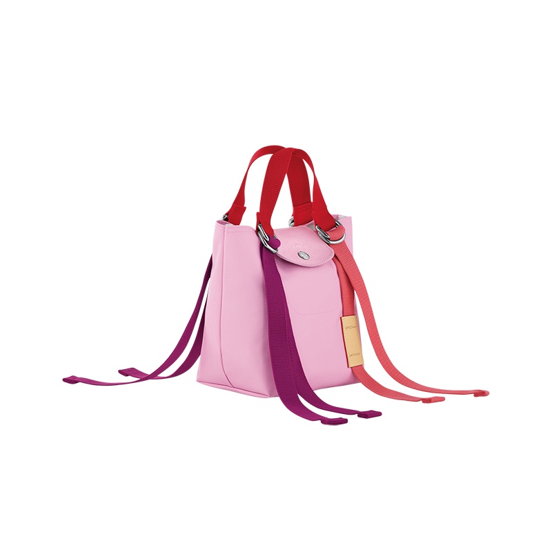 商品Longchamp|珑骧 女士帆布暗银色五金按扣开合饰有可调彩色节肩带迷你托特包（6色可选）,价格¥1122,第3张图片详细描述