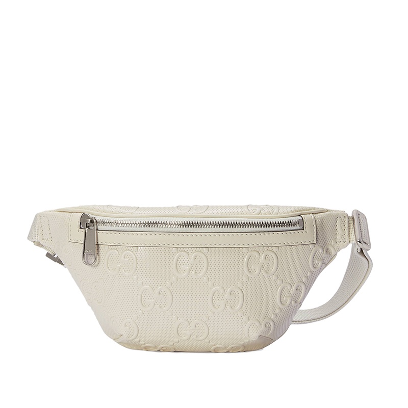 商品Gucci|GUCCI/古驰 GG embossé系列 男女同款白色双G压纹皮革斜挎包腰包,价格¥7629,第2张图片详细描述