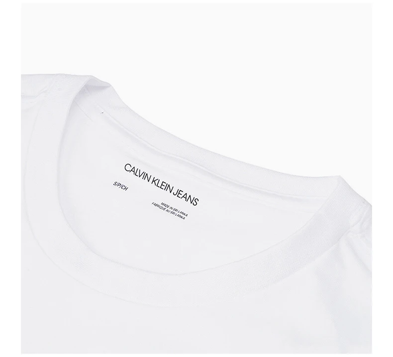 商品[国内直发] Calvin Klein|CALVIN KLEIN 男士白色棉质黑色字母LOGO圆领短袖T恤 40DC813-103,价格¥251,第6张图片详细描述