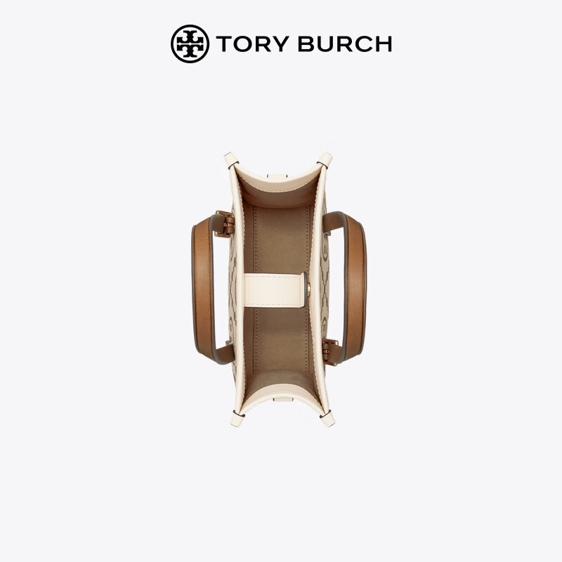商品[国内直发] Tory Burch|汤丽柏琦TB女包专柜款 T MONOGRAM迷你托特包斜挎包女包147682-300榛子棕,价格¥730,第5张图片详细描述