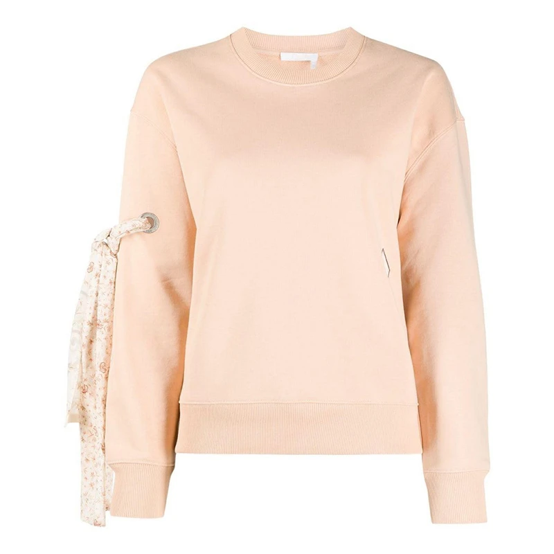 商品Chloé|CHLOE' 女士裸粉色带丝质领结的棉质圆领卫衣 C21SJH36-086-6H3,价格¥2005,第1张图片详细描述