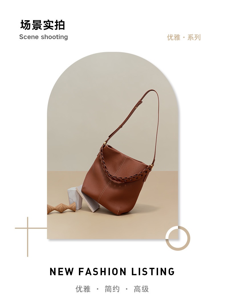 商品[国内直发] GLENVINTEN|格岚云顿新款复古真皮女包时尚简约软皮单肩包小众编织手提包,价格¥886,第3张图片详细描述
