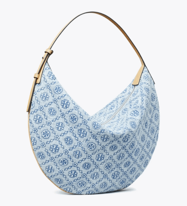 商品Tory Burch|汤丽柏琦T Monogram  撞色压花女士单肩新月包（香港仓发货）,价格¥4476,第7张图片详细描述