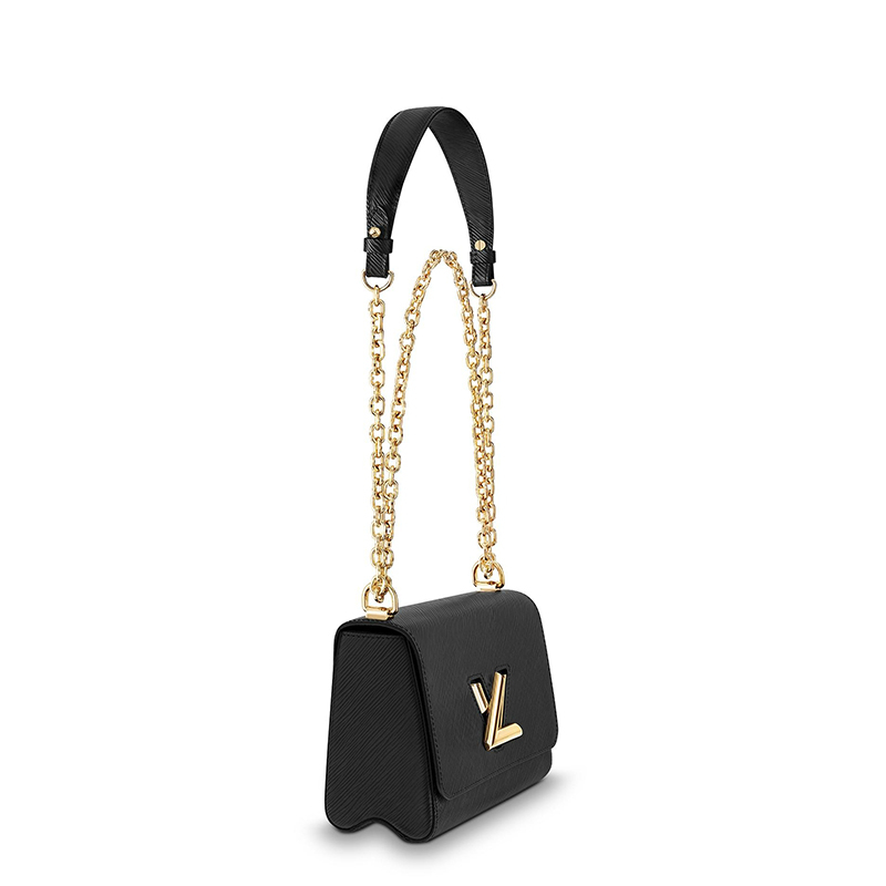 商品Louis Vuitton|预售10天 Louis Vuitton/路易威登 经典款TWIST系列 女士黑色水波纹牛皮革旋转徽标金扣翻盖开合单肩斜挎链条包M54804,价格¥30057,第3张图片详细描述