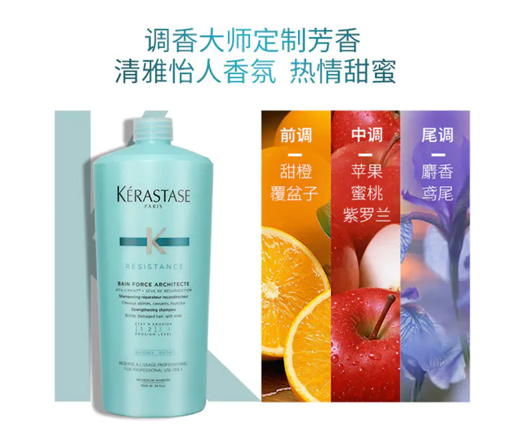 商品Kérastase|卡诗 强韧修护洗发水 250ml/1000ml 针对烫染损伤修复柔顺发丝 香港直邮,价格¥200,第8张图片详细描述
