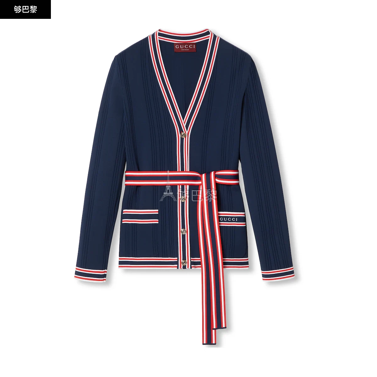 商品Gucci|【预售】 古驰 24秋冬 女士 长袖衬衫 弹力粘胶纤维开衫 691714 XKD26 4915,价格¥15613,第2张图片详细描述