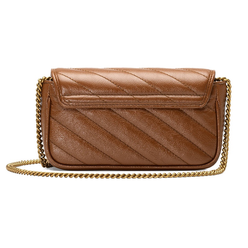 商品Gucci| GUCCI/古驰 GG Marmont 女士超迷你棕色牛皮链条斜跨单肩包 4764330OLFT2535,价格¥8121,第5张图片详细描述
