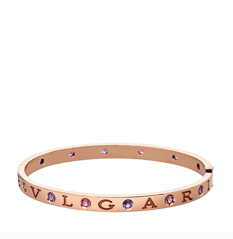 商品[国内直发] BVLGARI|不支持一般贸易清关 BVLGARI 女士18K玫瑰金手镯镶晶石 BR857613,价格¥47707,第4张图片详细描述