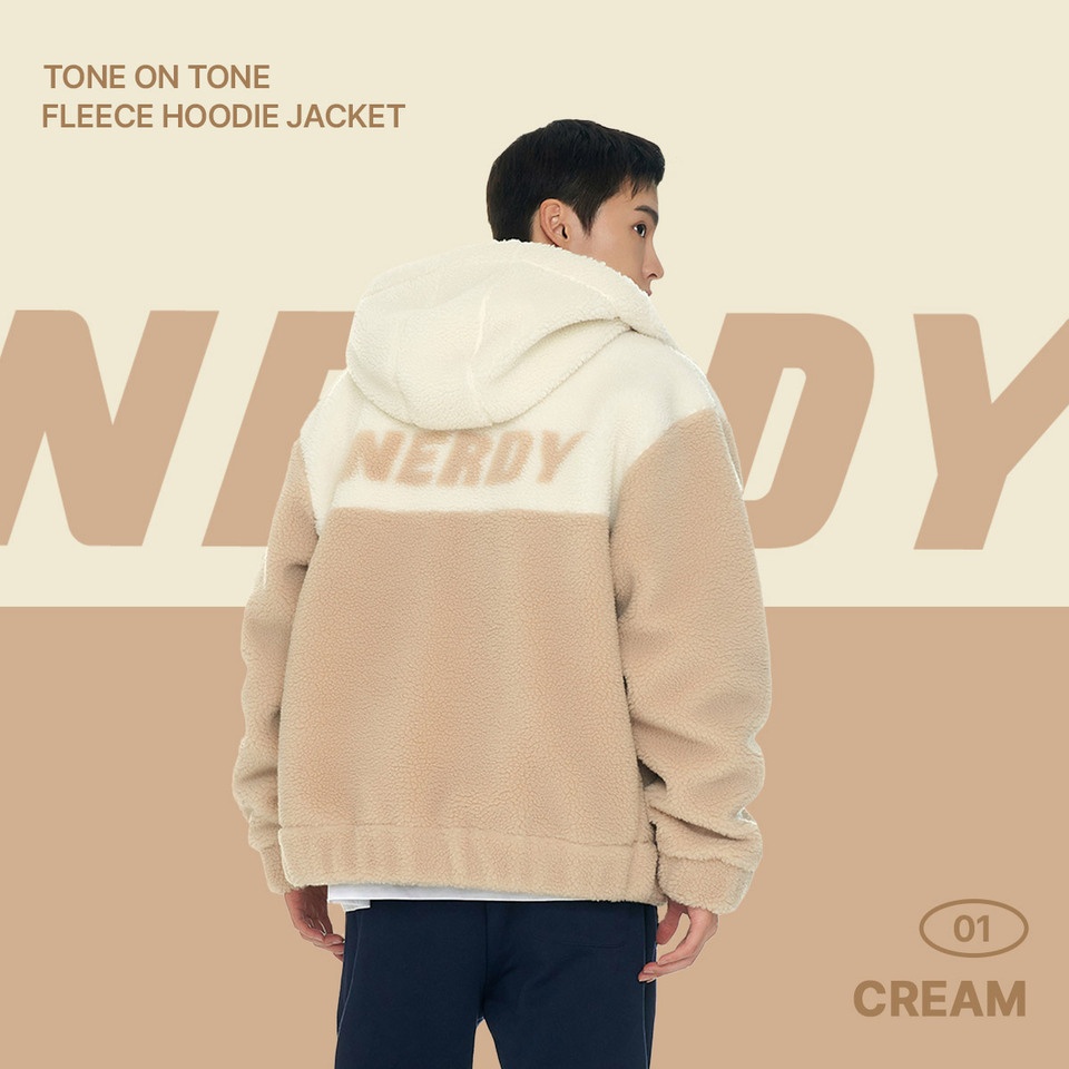 商品NERDY|【享贝家】NERDY 新款男女情侣款运动休闲加绒夹克 黑色\奶白色\粉红色（预售款，10天发货）PNEW22KJ0215,价格¥392,第2张图片详细描述