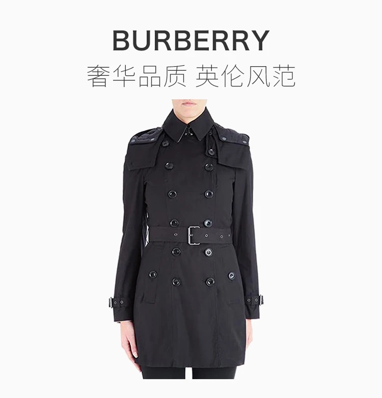 商品Burberry|BURBERRY 黑色女士大衣 3966190,价格¥4927,第2张图片详细描述