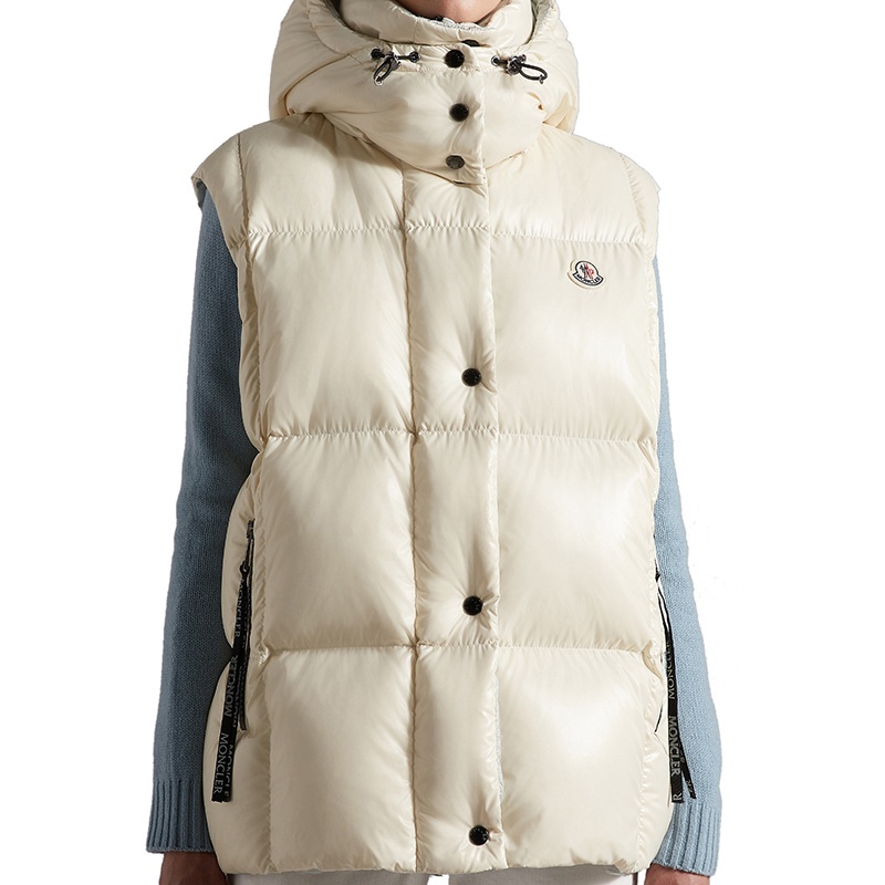 商品Moncler|Moncler/蒙克莱 22年秋冬新款 Luzule系列 女士象牙白/暖灰色漆面尼龙羽绒服马甲H20931A0006468950065,价格¥8703,第5张图片详细描述
