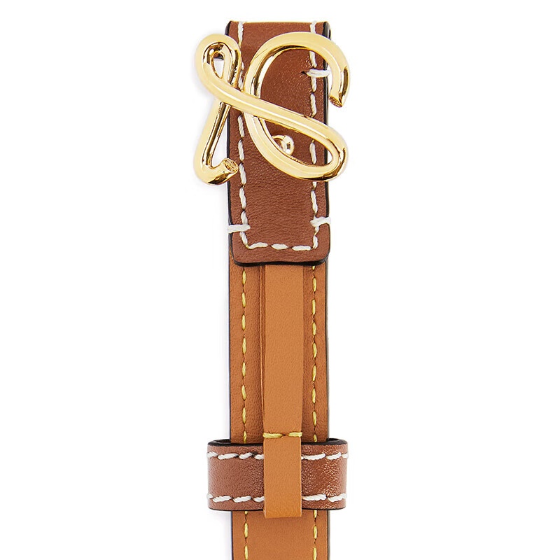 商品Loewe|罗意威（LOEWE）女士棕褐色/金色光滑牛皮革L型金扣腰带15毫米,价格¥2496,第4张图片详细描述