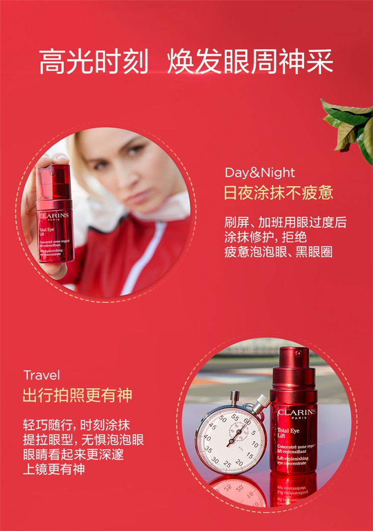 商品Clarins|Clarins娇韵诗「超速眼霜」多维密集提拉眼霜15ml 新品,价格¥413,第12张图片详细描述