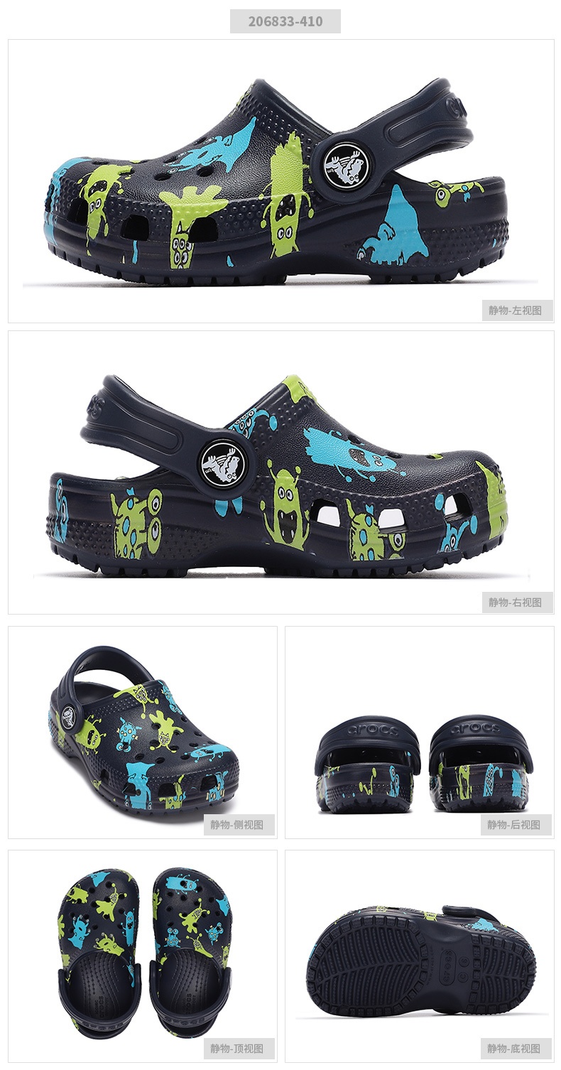 商品[国内直发] Crocs|Classic monster print clog t 经典怪兽图案小克骆格 儿童休闲凉鞋拖鞋洞洞鞋,价格¥103,第1张图片详细描述