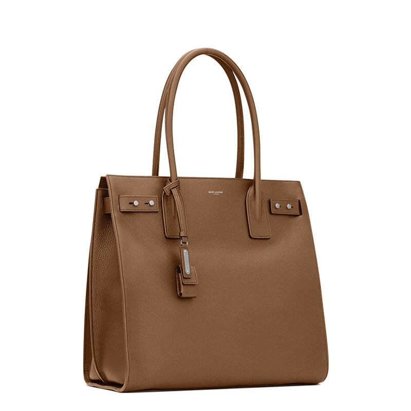 商品Yves Saint Laurent|SAINT LAURENT PARIS/圣罗兰 YSL 22春夏新款SAC DE JOUR系列 男士深木色粒面皮革竖款银扣银锁单肩手提托特包,价格¥15786,第6张图片详细描述