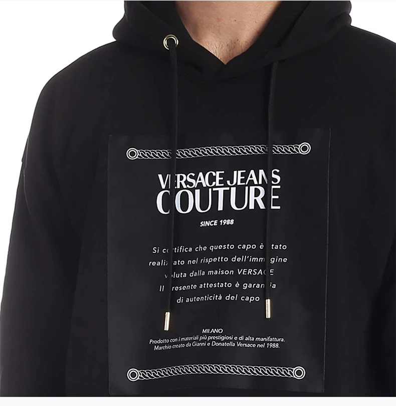 商品Versace|VERSACE JEANS 男士黑色棉质印花连帽卫衣 B7GUA7F2-30216-899,价格¥1317,第8张图片详细描述