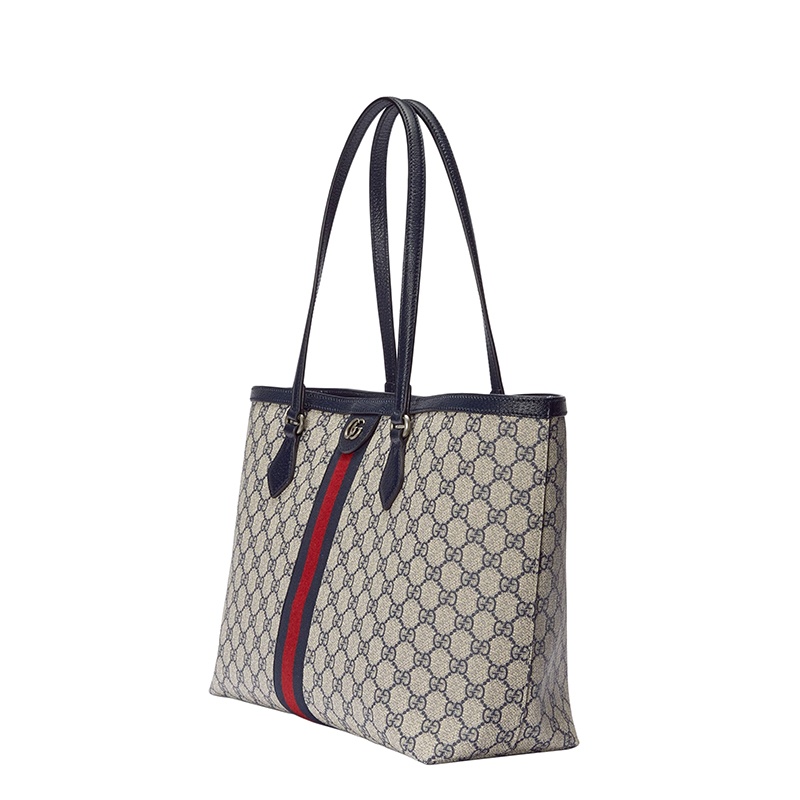 商品Gucci|Gucci/古驰 22春夏新款Ophidia系列 女士中号米色/蓝色提花帆布红蓝织带双G老花双提手托特包 63168596IWN4076,价格¥13397,第3张图片详细描述