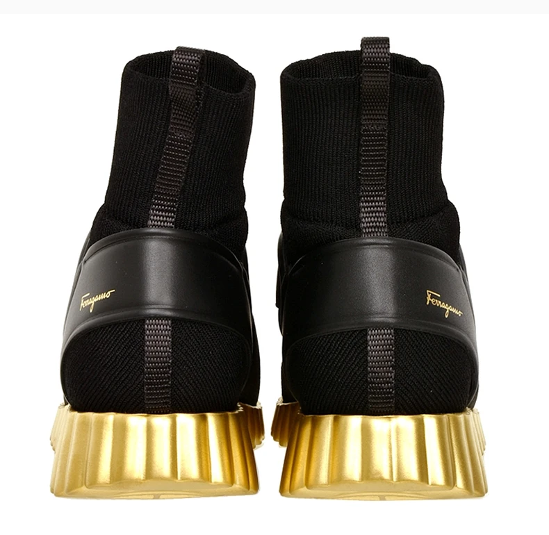 商品Salvatore Ferragamo|SALVATORE FERRAGAMO 女士黑色尼龙厚底高帮鞋 0680760,价格¥2292,第6张图片详细描述