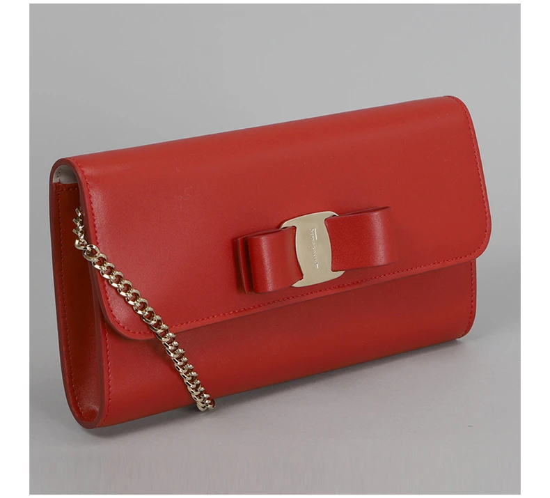 商品Salvatore Ferragamo|SALVATORE FERRAGAMO 女士红色牛皮蝴蝶结迷你单肩包 22-D523-705294,价格¥5977,第4张图片详细描述