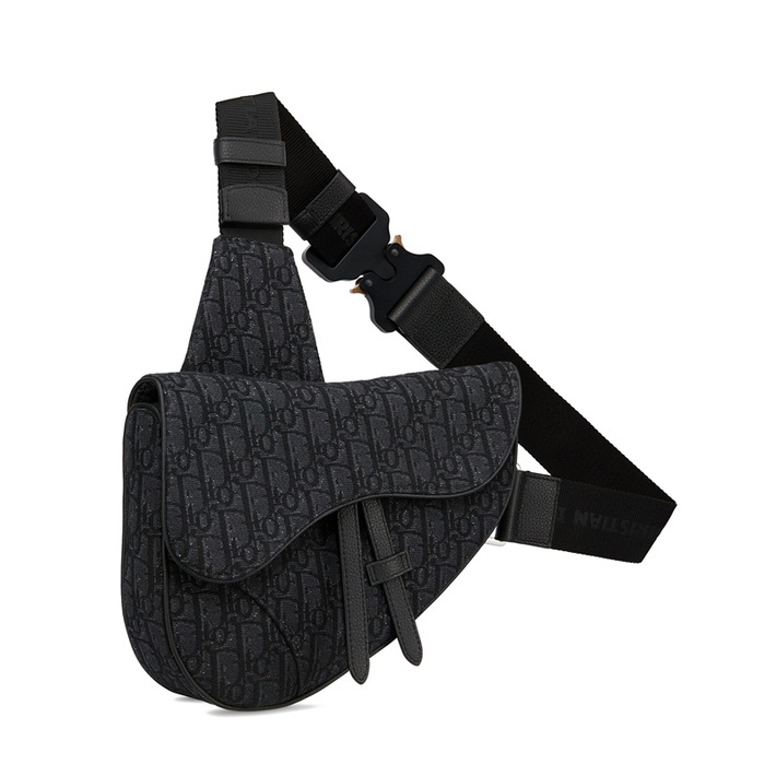 商品Dior|DIOR/迪奥 Saddle 男士黑色帆布提花单肩包马鞍包,价格¥22698,第5张图片详细描述