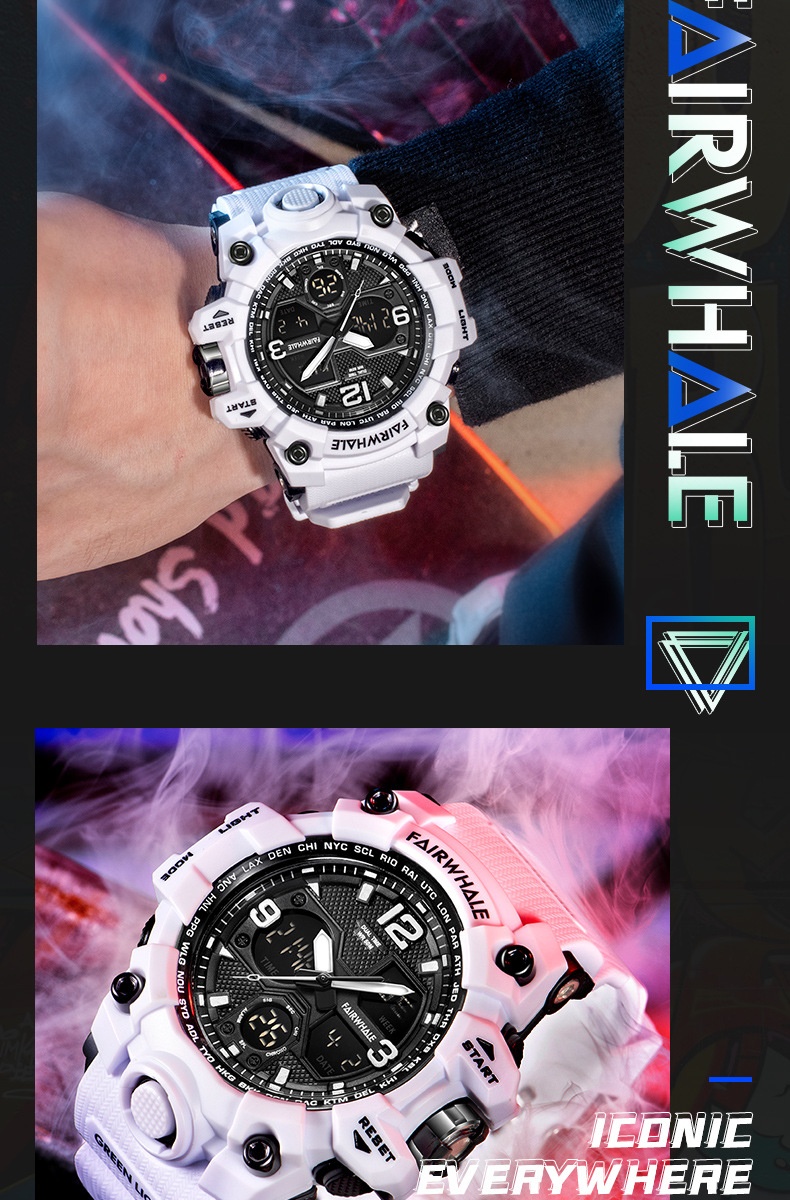 商品[国内直发] Mark Fairwhale|马克华菲时尚潮流运动双显双机芯电子表手表男多功能,价格¥198,第10张图片详细描述