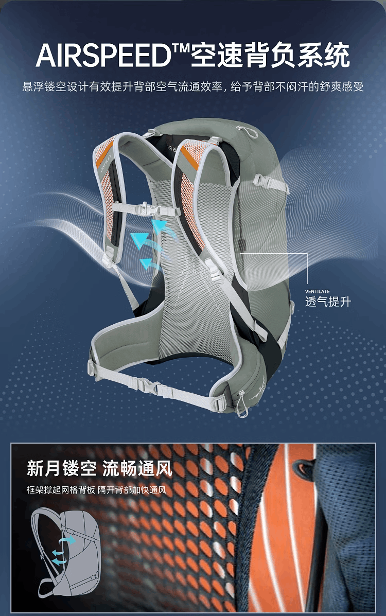 商品Osprey|骇客Hikelite 32L 户外小鹰双肩包男女徒步旅行背包（香港仓发货）,价格¥1327,第3张图片详细描述