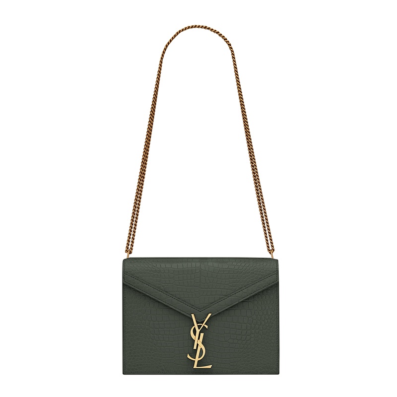 商品Yves Saint Laurent|SAINT LAURENT PARIS/圣罗兰 YSL 新款 CASSANDRA系列 女士中号薄荷色鳄鱼压纹小牛皮金扣双链手提斜挎单肩包532750DND0J3144,价格¥16867,第2张图片详细描述