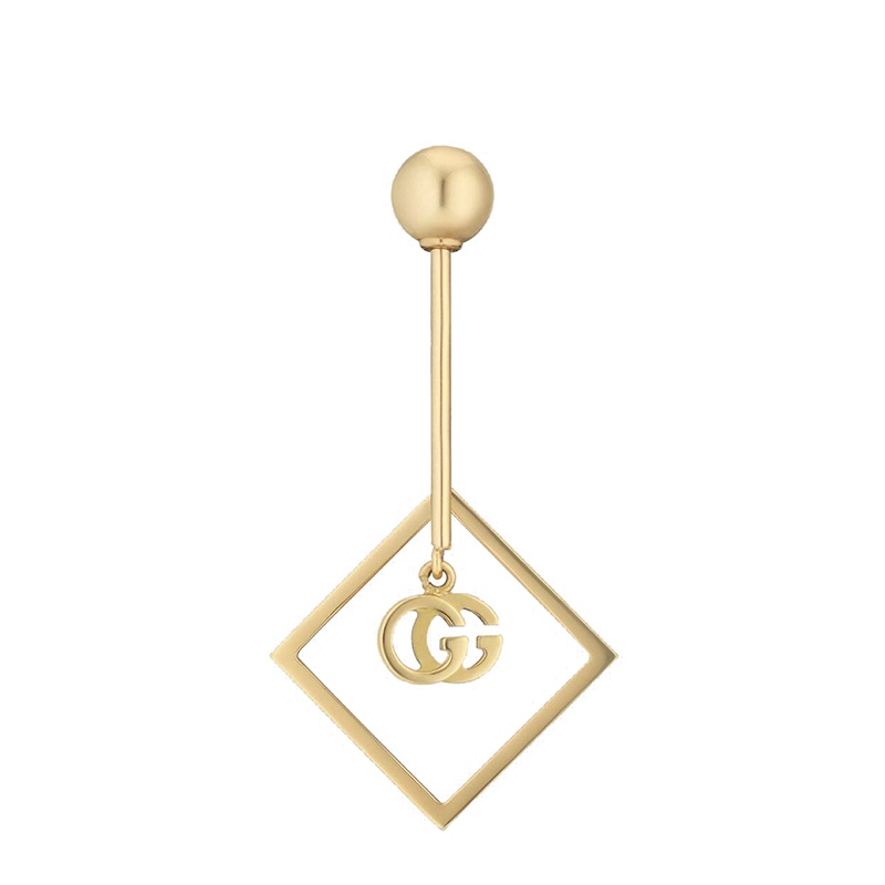商品Gucci|GUCCI/古驰 GG Running系列 18k金黄金菱形双G组合形状耳环,价格¥4864,第4张图片详细描述