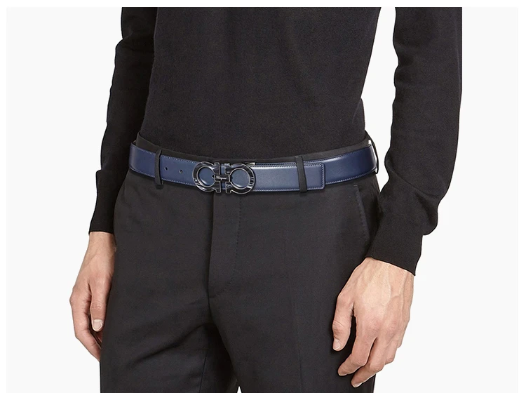 商品Salvatore Ferragamo|Salvatore Ferragamo 菲拉格慕 男士深蓝色腰带 67-9110-690736【包装随机，部分无包装盒】,价格¥3009,第9张图片详细描述
