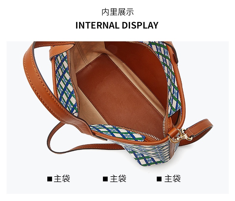 商品[国内直发] Tory Burch|【清仓价】托里·伯奇TB 女士LOGO 徽标印花蓝色拼色皮质小号手提单肩斜挎包托特包 87929-409,价格¥886,第5张图片详细描述