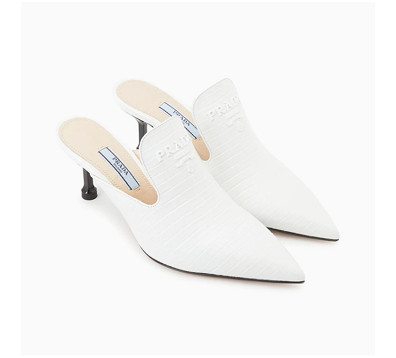 商品Prada|PRADA 白色女士包脚高跟拖鞋 1S538L-1V3-F0009,价格¥3271,第5张图片详细描述