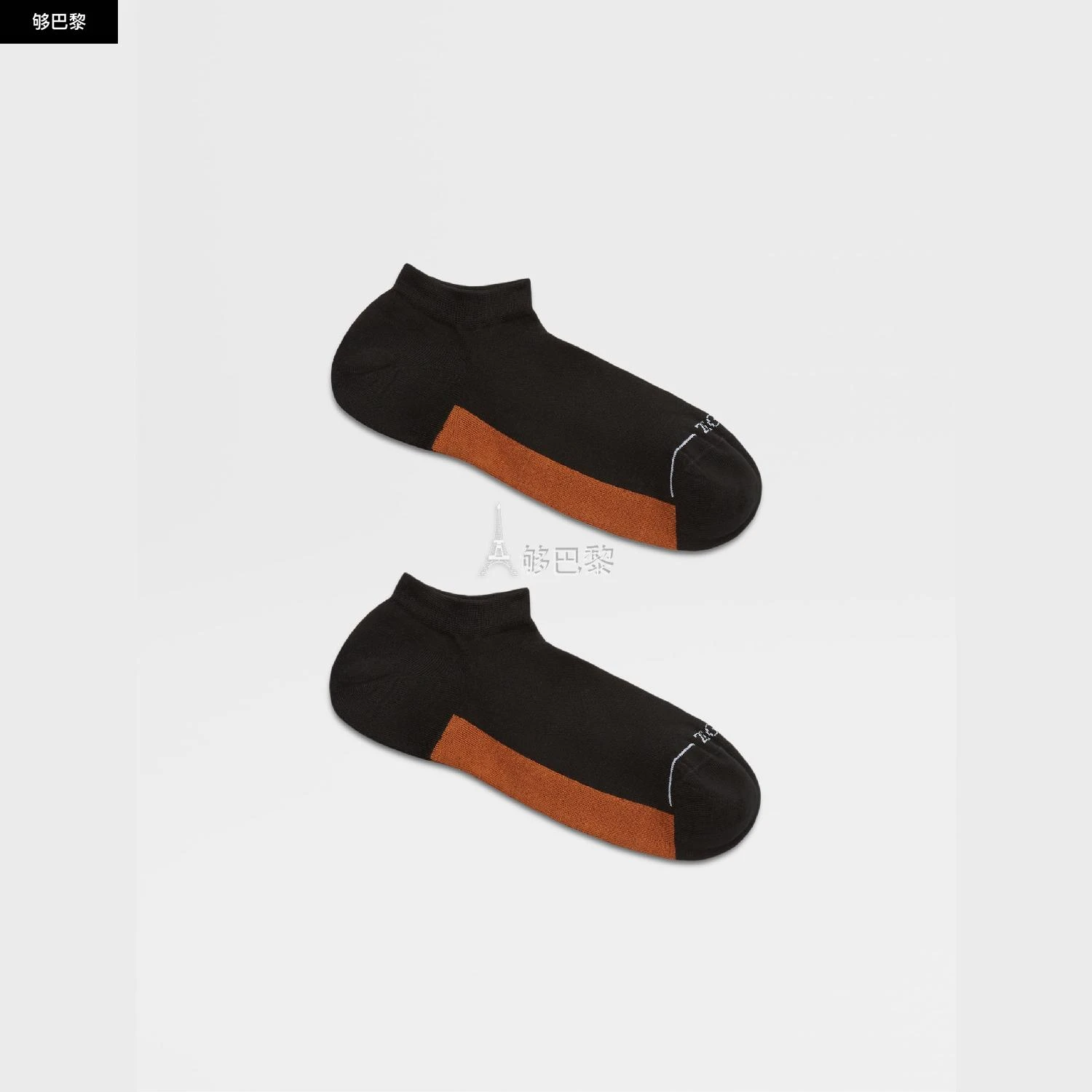 商品Zegna|包邮包税【预售7天发货】 ZEGNA杰尼亚 23秋冬 男士 袜子 BLACK TECHNICAL LYOCELL SIGNIFIER SNEAKER SOCKS N5V02-590-001,价格¥512,第6张图片详细描述