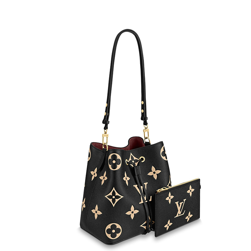 商品Louis Vuitton|预售十天 Louis Vuitton/路易威登 经典款NÉONOÉ系列 女士黑色/米白色老花压纹粒面牛皮革金扣配可拆卸肩带单肩斜跨手提水��桶包M45497,价格¥19725,第3张图片详细描述